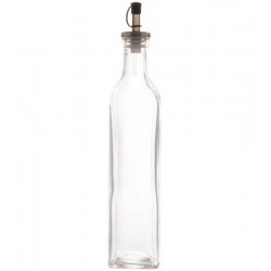 Garrafa 510ml para Azeite de Vidro com Tampa Plástica Preta 